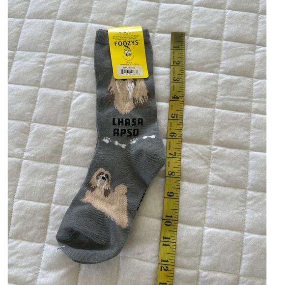 FOOZYS Socks Womens Lhasa Apso Gray Canine Collection Size 9-11 / Shoe 4-10 - Picture 3 of 6